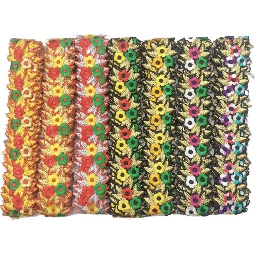 5 Yards Sequin Lace Fabric Embroidery Ribbons 3D Flower Crafts DIY Sewing Accessories