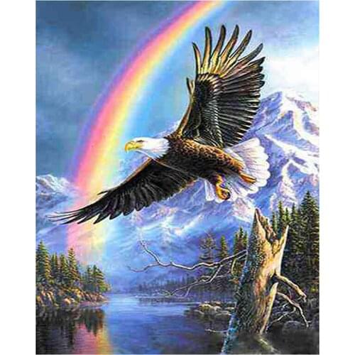 5D DIY Handmade Sewing Supplies Full Square Rainbow Round Big Eagle Art Kit Diamond Painting Home Decoration