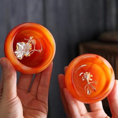 60ml Onyx Tea Cup Jade Porcelain Cups Silver Tea Bowl Puer Teacup Kung Fu Teaware Handmade Crafts Decoration As Birthday Gift