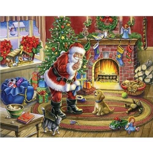Diamond Painting Cross Stitch Christmas Full Square Diamond Mosaic Animal Needlework Diamond Embroidery Sale Factory Direct Gift