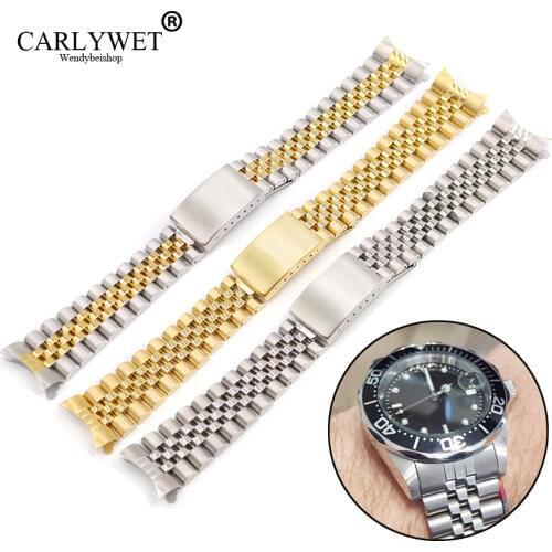 19 20 22mm Two tone Hollow Curved End Solid Screw Links Replacement Watch Band Old Style VINTAGE Jubilee Bracelet For Datejust