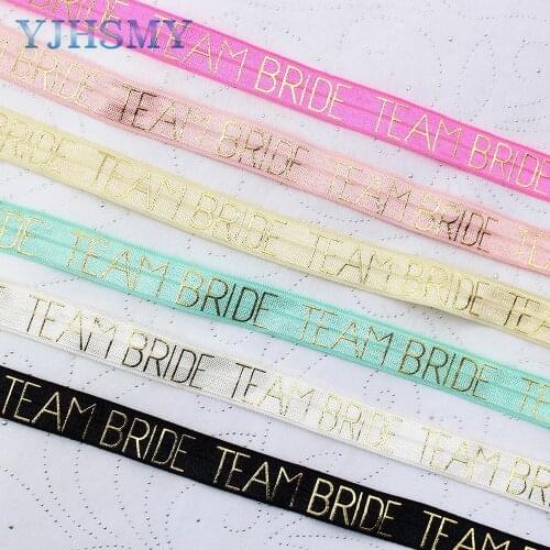 E-20508-999 16mm Hot Gold letter Elastic Ribbon Printed, DIY handmade accessories, packaging decorative ribbon