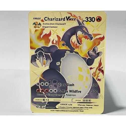 Pikachu Illustrator Card Gold Metal Trading Fire-breathing Dragon Game Label Team Battle A La Carte Series Childrens Toys