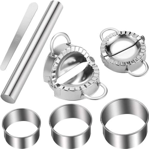 Dumplings Maker,7 Pack Stainless Steel Easy Pie Ravioli Empanadas Press Mold,Pierogi Cutter Wrappers Pastry Making Tools