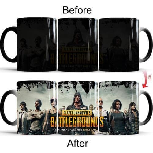 Playerunknowns Battlegrounds Mug Novelty Heat Sensitive Heat Changing Color Magic PUBG Mug