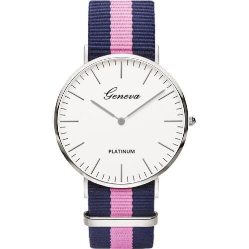 Quartz Casual Women Watch Students Colorful Nylon Watchband Ladies Dress Zegarki Damskie Stylish Silver Clock Drop Shipping