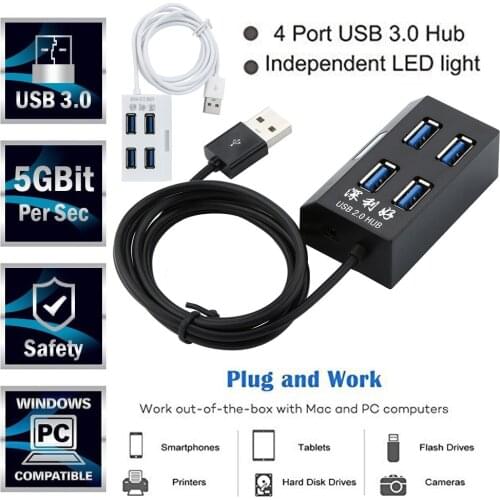 Ladron usb multiple 4 Ports usb c mini usb USB Hub 3.0 for computer Usb extender power strip ladron several ports Accessories