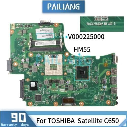 V000225000 For TOSHIBA Satellite C650 Mainboard 6050A2355202-MB-A03-T1 HM55 Laptop motherboard DDR3 tested OK