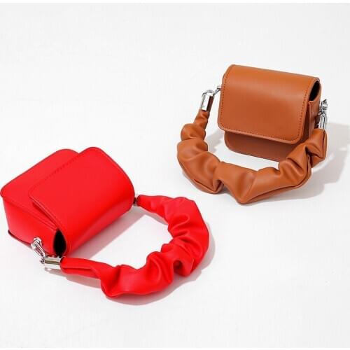 Mini Lipstick Shoulder Bag Women Classic Texture Creative Delicate Design Chic PU Pleated Handle Totes Chain Crossbody Handbag