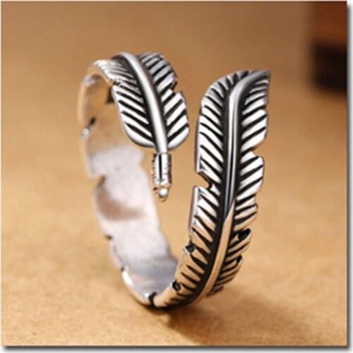 Miuoxion Wholesale Retro Feather Glossy Ring Personality Fashion Simple Jewelry For Women Feature Namour Charm Gift All Seasons