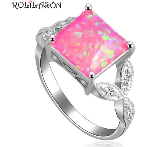 Trendy Square shape new coming silver plated Ring Purple fire Opal Fashion Jewelry Rings USA size #6.5 #7.5 #8#9 OR553