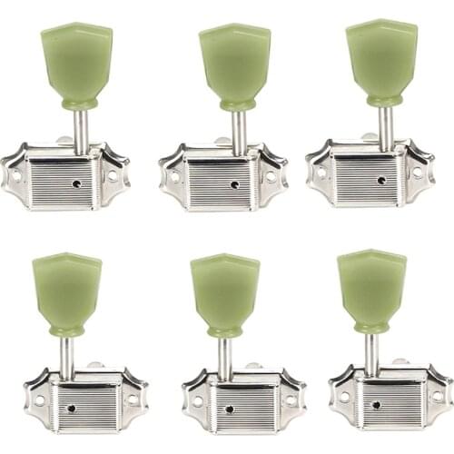 A Set 6 Pcs Jade Green Retro Trapezoid Button Locked String Tuning Pegs Key Tuner Machine Head for Guitar Lock Schaller Style