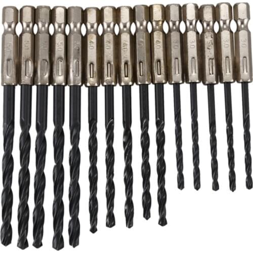 15 pcs High Speed Steel Titanium Coated Drill Bits Set 3 4 5 mm Hex Shank