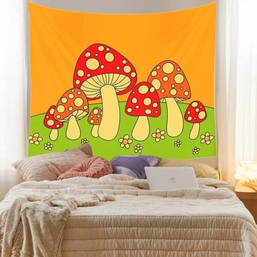 80s Mushroom Tapestry Wall HangingGirls Dorm Room Wall Decor Psychedelic Tapestry Decor Living Room Bedroom Bohemian INS Print