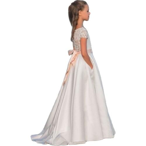 New Arrivals Lace Beading Stone Flower Girls Gowns Kids Pageant Dresses First Communion Dresses For Weddings Vestidos deminha
