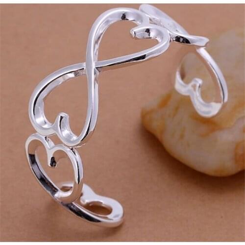 KN-B006 Wholesale Silver Bangle Bracelet Factory Price 925 Free Shipping New Arrival Fashion Jewelry Opened Bangle-no Words