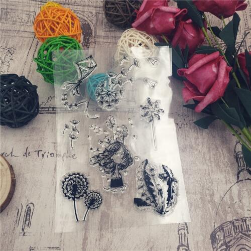 PANFELOU dandelion girl Transparent Silicone Rubber Clear Stamps cartoon for Scrapbooking/DIY Easter wedding album