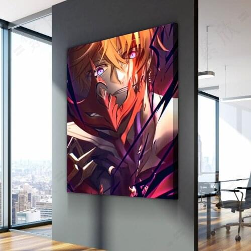 Genshin impact Game poster Tartaglia Warlord armor home decor painting wall painting bedroom anime Study Bedroom Bar Cafe Wall