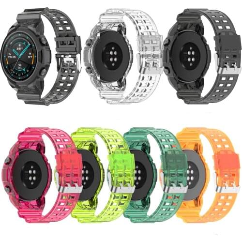 TPU Transparent Strap Wrist Band Watchband Frame Crystal Case For Huawei GT 2 46mm GT2 Sport Smart Watch Wristband Bumper Cover