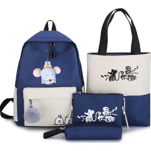 Casual Plecak 4pcs/set Women Backpack Japanese and Korean Bagpack Girls School Bag Cute INS Mochila Escolar College Back Pack