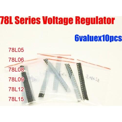 SMD 78L Series 6valuesx10pcs=60pcs Voltage Regulator SOT89 Assorted Kit 78L05 78L06 78L08 78L09 78L12 78L15