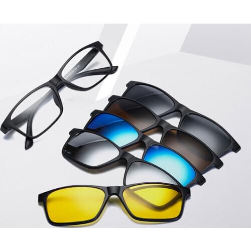 Magnet Adsorption Myopia Polarized Light Sunglasses Men And Women Change Lenses Driving Night Vision Glasses TR Full Frame