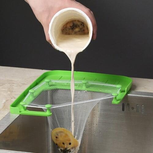 Triangular Drain Rack Hanging Net Drain Basket Sink Strainer Household Storage Filter Shelf Kitchen Vegetable Fruit Drainer