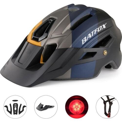 Bike Cycling Helmet with LED Tail Light Mountain Road Bicycle Helmets Outdoor Sport Safety Protective Helmet w/Removable Visor
