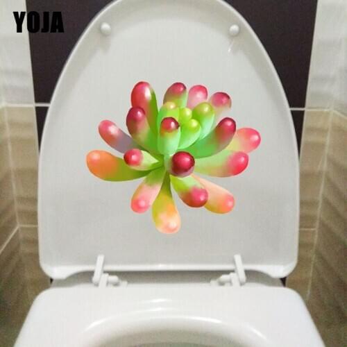 YOJA 22.4*19.5CM Fresh Watercolor Succulents Living Room Wall Decor Home Toilet Seat Stickers T1-0963