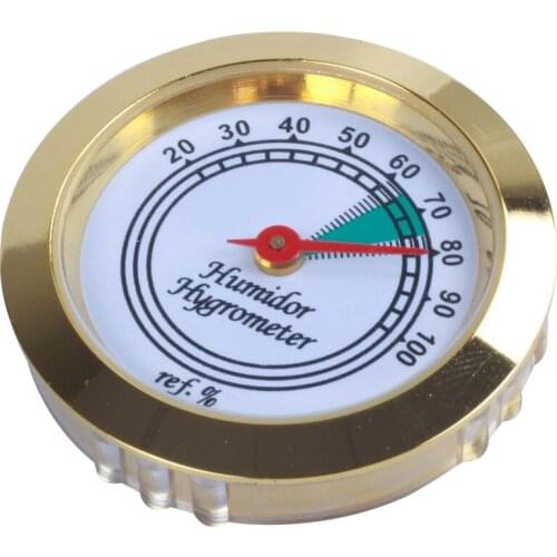 1pc 43mm Calibrate-able Gold frame Round hygrometer For Cigar box Metal
