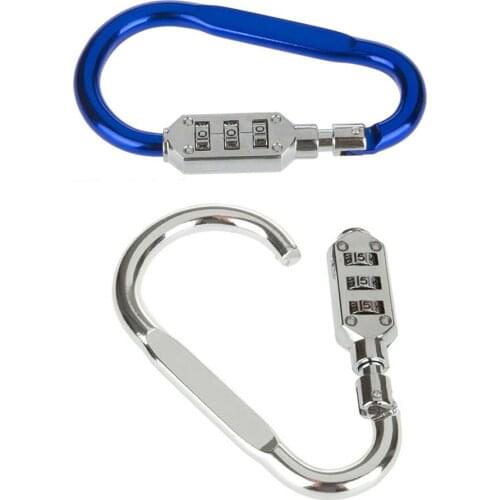 1pc Outdoor Hiking Bag Luggage Security Carabiner Lock 3 Dial Password Padlock Tool Portable Luggage Zinc Alloy Security Lock