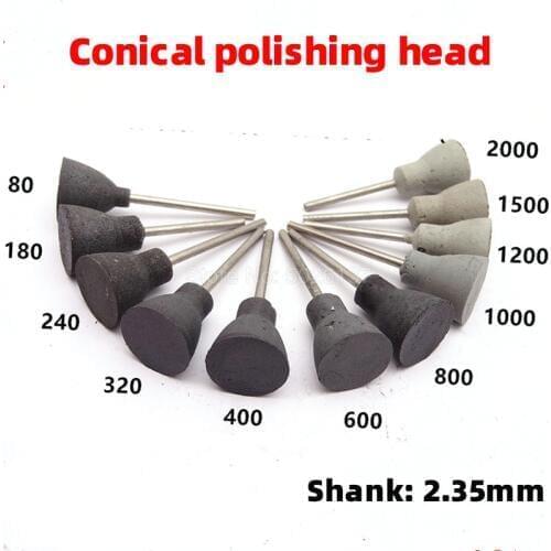 1Pcs 2.35MM Shank Taper Rubber Mounted Point Metal Plastic Polishing Wheel Grinding Head For Rotary Shaft Mold Fine Mould Cone