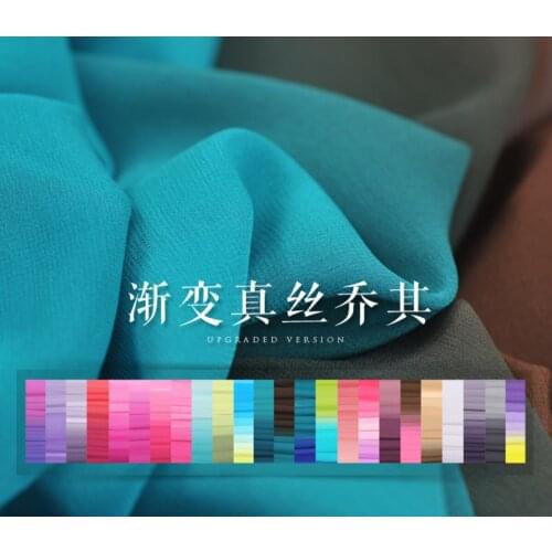 100% pure mulberry soft solid color Narrow gradient silk georgette DIY clothes A47