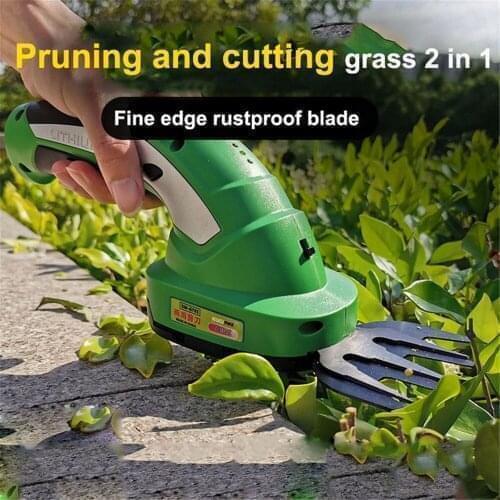 2 in 1 Rechargeable Hedge Trimmer Power Tools 7.2V Combo Lawn Mower Grass Cutter Cordless Garden Tools