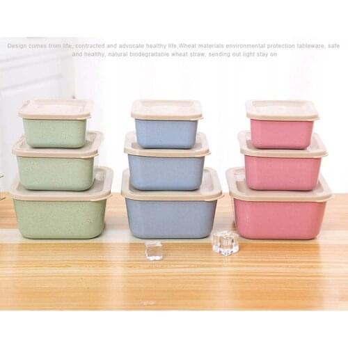 3PCS Microwave Lunch Box Wheat Straw Fiber Picnic Food Fruit Container Storage Box For Kids Adult loncheras escolares infantile