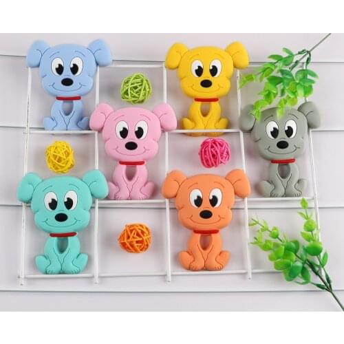 Kovict 5/10pc Baby Silicone Teether Cartoon Dog Food Grade BPA Free DIY Food Grade Necklace Accessories Chewable Nursing Toys