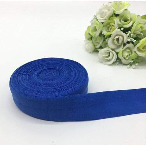 5Yards/lot 1" (25mm)Wide Blue Fold Over Elastic Spandex Satin Band Ties Hair Accessories Lace Trim