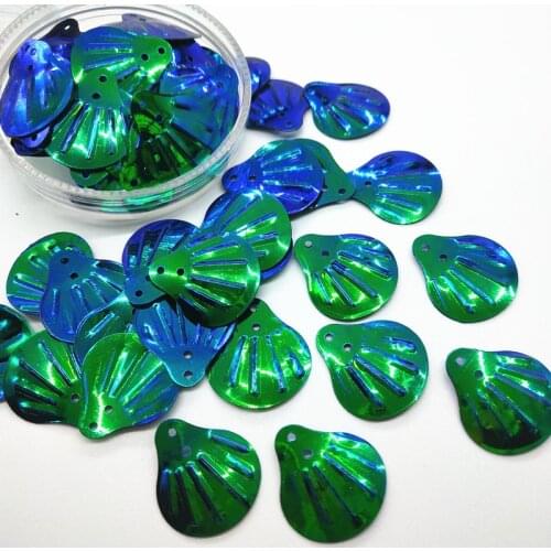 50g/Lot 18mm Shell Sequins Black Green With 2 Holes Sewing DIY Dress Clothing Mermaid Sector Loose Flakes