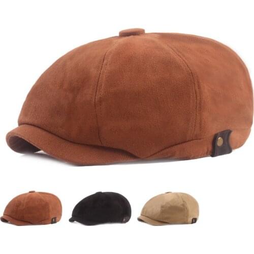 Women Men Beret Cotton Newsboy Hat European and American Young Female Cap Spring Winter Flat Peaked Beret Hats