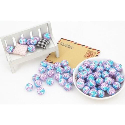 Chenkai 10PCS 12MM Silicone Christmas print Beads Baby Round Shaped Beads Teething BPA Free DIY Sensory Chewing Toy Accessories