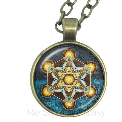 Satanic Baphomet Pentagram Necklace Art Glass Round Dome Pendant Handcrafted Gift For Pray For Happiness Keep Ttalisman