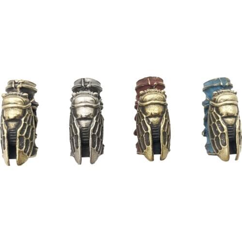 Cicada Brass Hand-Casted Paracord Bead Lanyard Bead Goblin Brass Charms EDC Accessories for Keychain Pendant Knife Lanyard