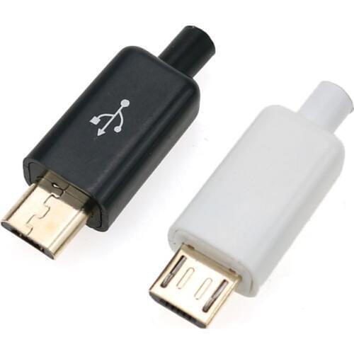 Cltgxdd Micro USB 5Pin Gold Plating Male connector plug Black/White welding Data OTG line interface DIY Data Cable Accessories