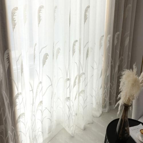 DK Embroidered Leaves Sheer Curtains for Living Room Bedroom Kitchen Curtains for the Room Drapes Window Treatment Custom