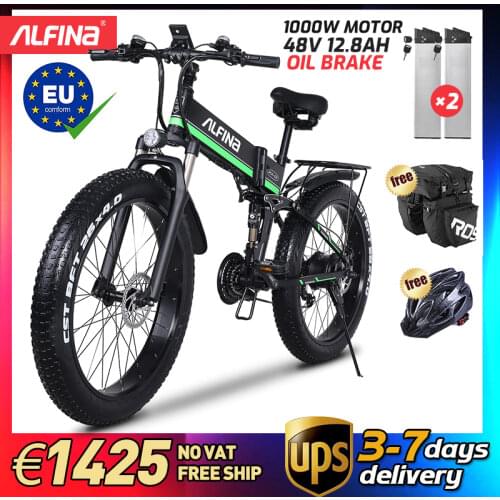 ECYCLER new 1000W 12.8AH smart mountain electric bike snow bike MTB 40KM/h 26 inch tires waterproof and foldable ebike