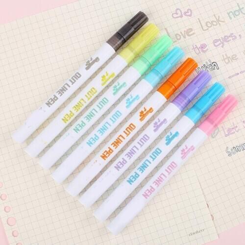 1PC Mark Glitter Fluorescent Marker Metal Color Pen Double Line Contour Pen For Gift Card Making DIY Photo Album Notes Taking