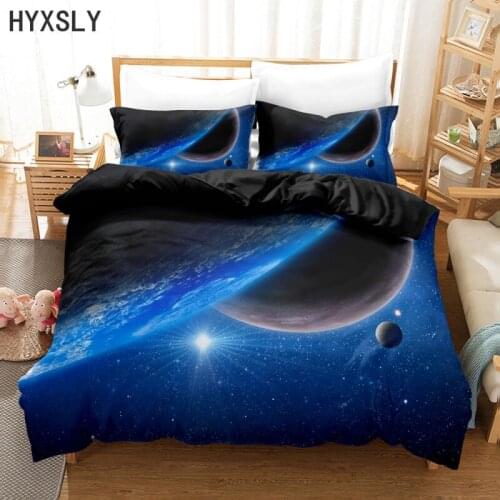 Galaxy Planet Printed Duvet Cover Set Microfiber Bedding Set Teens Boys Quilt Cover With Pillowcase Queen King Size Bedclothes