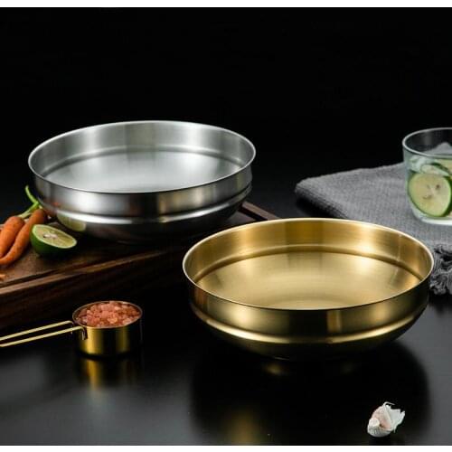 Korean Golden Stainless Steel Cold Noodle Bowl Household Mixed Salad Bowl Instant Noodle Bowl Soup Bowl Super Large Bowl