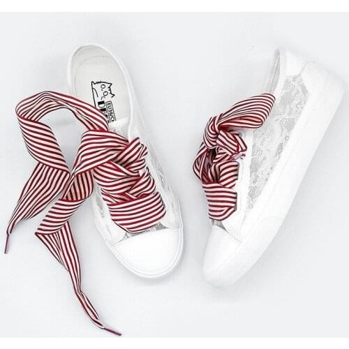 Summer breathable mesh board shoes white lace shoes womens versatile Korean ribbon small white Women Sneakers Vulcanized Shoes