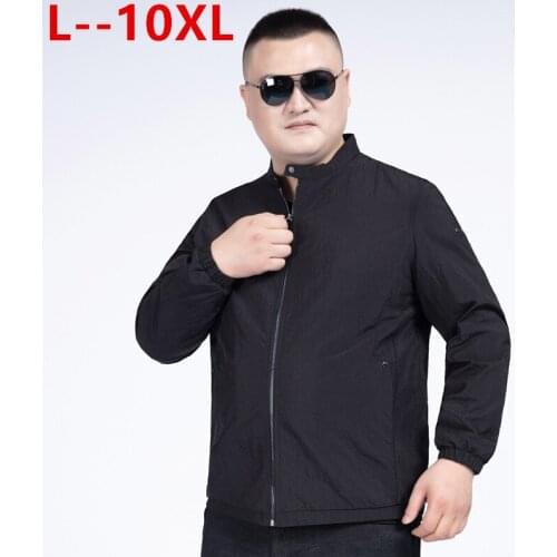 10XL 8XL 6X Mens Jackets Autumn Casual Coats Solid Color Mens Stand Collar Zipper Jacket Male Bomber Jacket Men Casual Outerwear